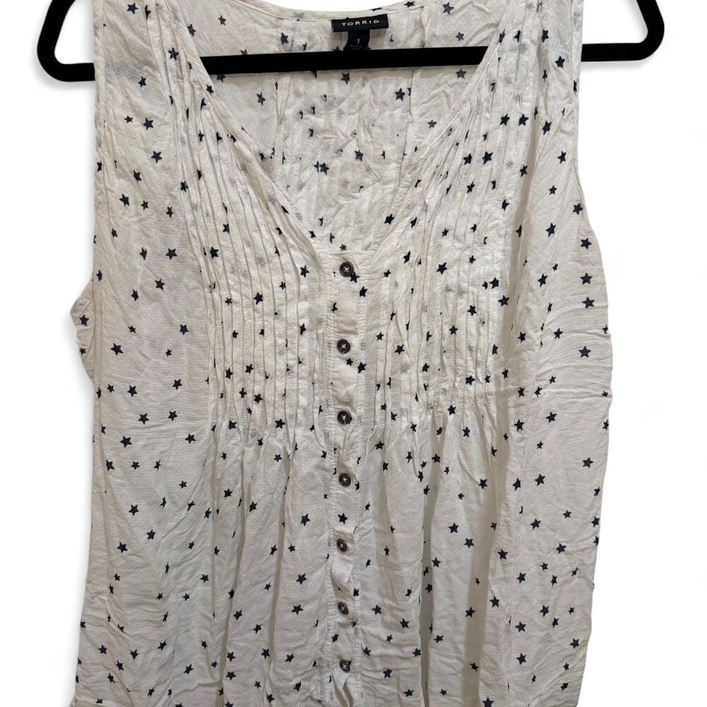 Torrid Women's White & Blue Star Casual Soft Tank Top